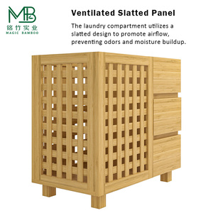 Paniers à <span class=keywords><strong>linge</strong></span> et armoires de rangement pour vêtements en bambou, à usage commercial, avec trois tiroirs pour salle de bain - Product Image 3