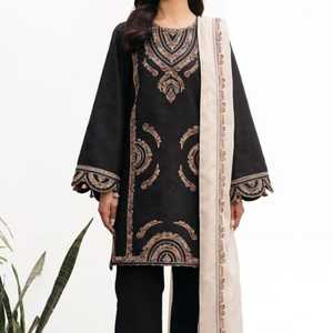 Conjunto de Salwar Kameez de Último Diseño para Fiestas de Invierno, Tejido Natural Lavable de Secado Rápido y Transpirable, Color Sólido, Estilo Indio/Pakistaní - Product Image 4