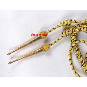 Ceremonial Aiguillette suministra Alambre de lingotes Aiguillette Color negro dorado personalizado con dos puntas doradas - Product Image 1
