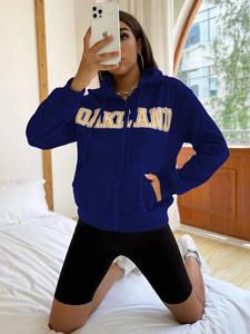 Sweat à capuche en polaire épaisse pour femme, veste zippée d'hiver, manteau décontracté chaud, sweat à capuche de haute qualité en gros - Product Image 4