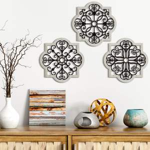 Paquete de 3 casas de campo modernas de madera rústica, decoración geométrica, arte de pared, decoración colgante de granja para sala de estar, dormitorio, hogar, interior - Product Image 5