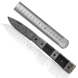 Couteau de poche pliant en DD-FK-767 personnalisé avec manche en micarta, lame en acier damas de 25mm pour l'extérieur, EDC, camping, survie, OEM - Product Image 4