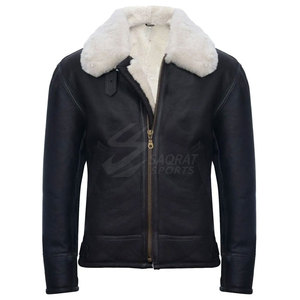 Wholesale Latest Design <b>Men</b> Winter <b>Shearling</b> Cow Skin Leather <b>Jacket</b> Best Quality Front Logo High Quality - Product Image 1