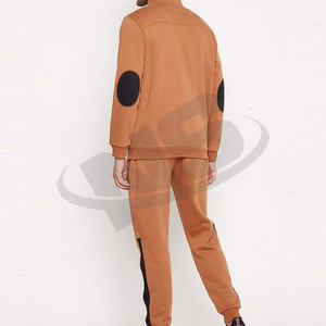 Conjunto de chándal transpirable personalizado con cierre de cordón para hombre, chándal de entrenamiento de lana sólida informal de poliéster/algodón OEM - Product Image 3