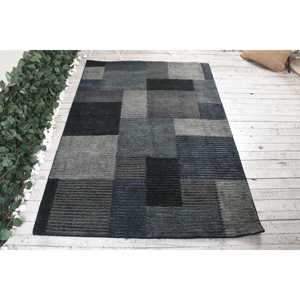 พรมวินเทจสไตล์ตุรกี ขนาด 4.6x6.6 ฟุต พรมสีดำขอบดำ - Product Image 1