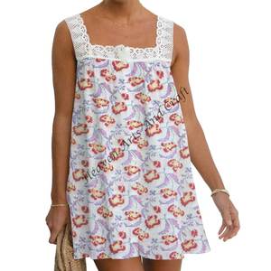 Tops de Algodón sin Mangas con Estampado Floral en Bloques, Hechos a Medida, para Tiendas de Ropa, Vestido Tipo Camiseta para Mujer - Product Image 5