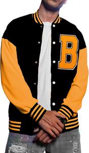 OEM Custom Chenille Embroidery Baseball Jacket for Men Winter Cotton Letterman Varsity <b>Coat</b> Autumn Solid Pattern Bomber Jacket - Product Image 6