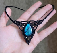 Nouveau femmes mode Labradorite pierre macramé Bracelet réglable à la main accord pour la fête des pères cadeau et Collage étudiants cadeau