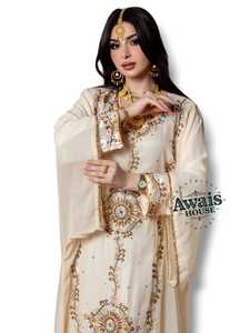 Abaya longue A-line pour femmes arabes AWAIS HOUSE, broderie de cristaux et de paillettes, tissu en velours de chiffon, écologique et lavable - Product Image 5