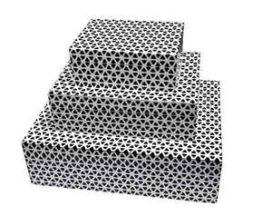 Juego de 3 cajas geométricas con incrustaciones de hueso y resina en blanco y negro, cajas de almacenamiento decorativas hechas a mano, caja de joyería India Trio - Product Image 5