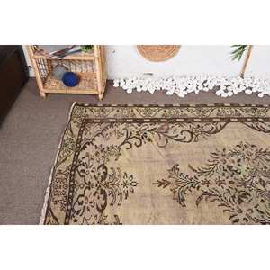Alfombra turca vintage clásica, beige, marrón, 5,2x8,1 pies, área grande de lana con respaldo de látex, patrón de retazos para pasillo de dormitorio - Product Image 5
