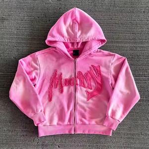 เสื้อฮู้ดผ้าฝ้ายผ้าคอตตอนสีจางมีฮู้ดสำหรับผู้ชายทรงบ็อกซี่เข้ารูปโอเวอร์ไซส์งานปัก - Product Image 1