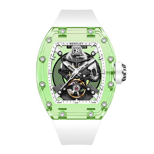 Unique Transparent Tonneau Case Crystal Mechanical Watch High Quality Luxury Skeleton Automatic