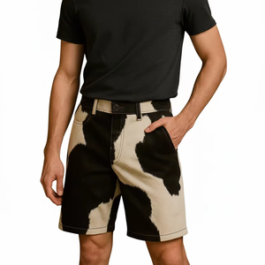 Shorts en cuir de vachette pour hommes, style western streetwear, coupe personnalisée - Product Image 3
