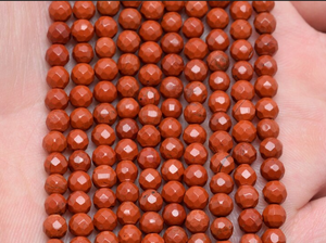 Natural <b>Red</b> Jasper Round Faceted <b>Beads</b> for Jewelry Like Anklet Bracelet for Women Girls 15inch Rondelles Strands Wholesale Gems - Product Image 5
