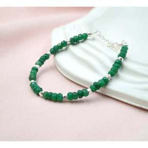 925 Sterling Silver Fine Charm <b>Bracelet</b> with Emerald Corundum Elegant and Luxurious Accessory - Product Image 2