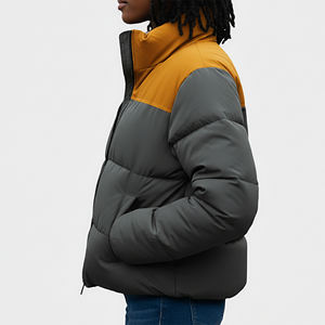 Chaqueta de Invierno Ligera Acolchada de Algodón con Bloques de Color de Alta Calidad OEM/ODM, Chaqueta con Cierre y Forro de Franela de Talla Grande - Product Image 6