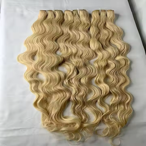 Paquetes ondulados de cabello humano Rubio de buena calidad al por mayor con extensiones de cabello de cierre de vendedores de cabello indios - Product Image 1