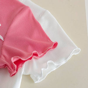 T-shirt décontracté pour filles à col rond, imprimé uni, en jersey de coton de haute qualité, manches courtes, service OEM avec logo personnalisé - Product Image 5