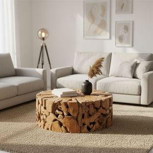 TABLE CONSOLE EN BOIS DE TEAK CIRCULAIRE MEUBLES DE MAISON - Product Image 5