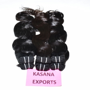 Vente en gros de cheveux humains indiens 100% non traités Remy, noirs naturels, cuticules alignées, tissage complet en dentelle, application facile, ondulations profondes - Product Image 2