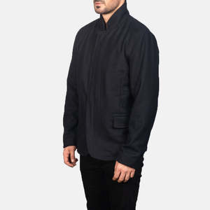 Winter Thomas Black Reversible <b>Smart</b> Casual Wool Zippered <b>Jacket</b>-XS Size Leather Embroidered Vintage/Streetwear Pattern - Product Image 2