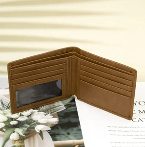 OEM 2025 High Quality Lightweight <b>Men's</b> <b>Bifold</b> <b>Wallet</b> Short Length Genuine <b>Leather</b> with Custom Logo Fold Closure Wholesale Price - Product Image 2