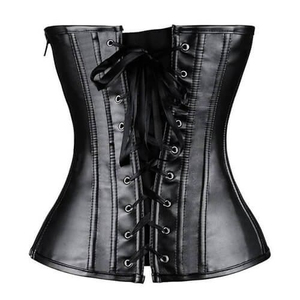 Breathable Women's Genuine Leather Corset Body Shaping Bustier Gothic <b>Bralette</b> Crop Top With OEM Logo Custom Logo Design - Product Image 2