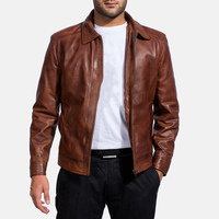Nouvelle mode de veste en cuir pour hommes veste en cuir véritable de style zippé pour hommes prix de gros