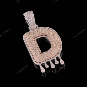 Pendentif personnalisé de haute qualité en argent 925 plaqué or rose avec diamant moissanite glacé VVS certifié GRA, lettre initiale hip hop D, cadeau - Product Image 1