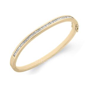 Brazalete de lujo moderno para mujer con elegante corte Baguette diamante amarillo oro blanco rosa piedra de circón para regalos de fiesta de boda - Product Image 1