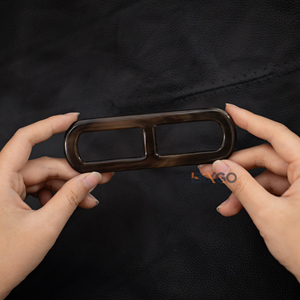 Anillo de bufanda de cuerno de búfalo Natural hecho a mano de lujo rectángulo largo con esquina redonda - Product Image 5