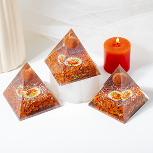 Pyramide d'Orgone en Cristal de Jaspe Rouge la plus vendue en gros avec globe pour la méditation positive - Product Image 1