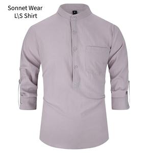 <b>Mens</b> Long Sleeve <b>Henley</b> Collar Shirt Casual Business Wear with Button Pocket Solid <b>Top</b> - Product Image 4