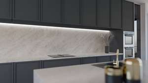 แผ่นควอตซ์พิมพ์ลายเวอร์เด้สำหรับเคาน์เตอร์ครัวและท็อปโต๊ะเครื่องแป้ง หนา 2 ซม. 3 ซม. ขัดเงา หินสำเร็จรูปสำหรับงานก่อสร้าง - Product Image 2