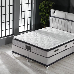 Grey Upholstered Headboard with <b>Foam</b> <b>Padding</b> and Elegant Black Accent type b - Product Image 1