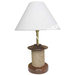 Lampe de télégraphe en laiton dans l'article nautique nouveauté en gros lampe de bureau et de table Base en bois affichage blanc tissu abat-jour lampes Hotsale - Product Image 6