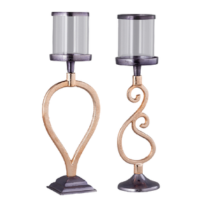 Avec finition rose dorée et noire Chandelier décoratif fait à la main Bougeoir Décor Alter Metal Candle Holder - Product Image 5