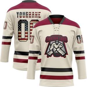 Maillot de hockey sur glace uniforme d'équipe classique à manches longues en polyester doux, léger mais durable, assurant - Product Image 2