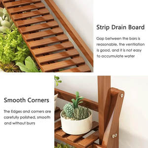 Présentoir à fleurs pliable en bambou à 4 niveaux pour plantes d'intérieur et d'extérieur Fourniture de jardin - Product Image 5