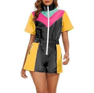 Conjuntos cortos personalizados para mujer, pantalones cortos con cremallera y estilo de bolsillo frontal de trabajo con panel, chándales cortavientos de nailon para niñas - Product Image 5