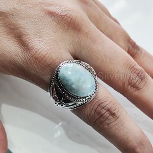Wholesale <b>Mens</b> <b>Ring</b> Natural Dominican Larimar Gemstone Birthstone <b>Ring</b> All Sizes Arabic Wedding Jewelry 925 Sterling <b>Silver</b> <b>Ring</b> - Product Image 4
