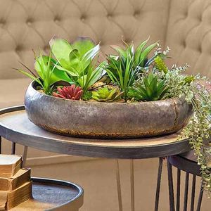 wholesale galvanized round <b>planter</b> rustic vintage decorative <b>artificial</b> flower <b>planter</b> used for indoor <b>outdoor</b> decoration - Product Image 4
