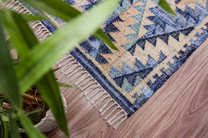 Alfombra de yute rectangular trenzada tradicional Natural elegante a la moda, alfombra decorativa rústica multicolor, suelo lavable para el hogar - Product Image 4