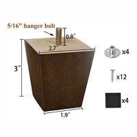 Pieds de meubles en bois massif EFS de remplacement marron de 3 pouces pour canapé, fauteuil, table basse, commode-installation facile et solide