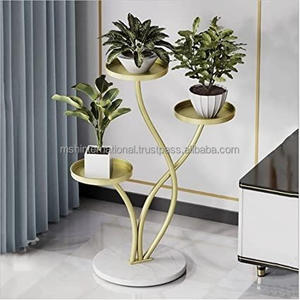 Soporte de Metal electrochapado para plantas, macetas de flores doradas y modernas, para interior y exterior - Product Image 1