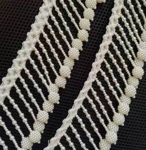Pearls Dangling <b>Beaded</b> Tassels Lace Trim Pearls <b>Fringe</b> Trim For Dress Embellishments - Product Image 3
