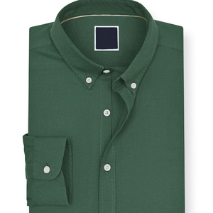 100% algodón verde Floral tejido popelina ajuste Regular botón abajo cuello camisa Casual transpirable verano personalizable servicio OEM - Product Image 1