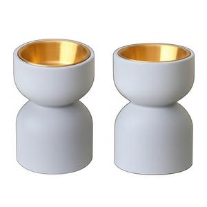 กระถางธูปไม้สีเทาอ่อนพร้อมชามทองเหลืองสำหรับตกแต่งด้วยน้ำมันหอมระเหยและนั่งสมาธิ - Product Image 2