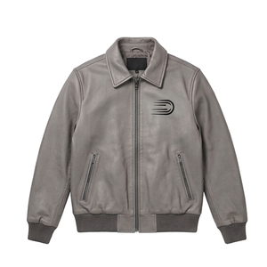 Chaqueta de Carreras de Lujo para Hombre, Edición Bomber, de Piel de Vaca y Lona Premium, con Franjas Laterales, Bordado Personalizado OEM, Resistente al Viento - Product Image 2